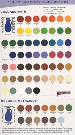 Carta de  Colores  Mate  y  Metalizados